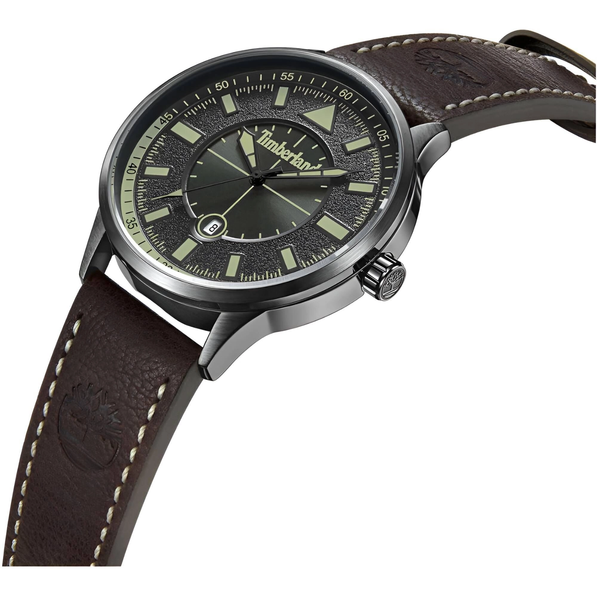 Timberland Men's Watch - Classic Grey Dial Dark Brown Leather Strap | TDWGB2181502