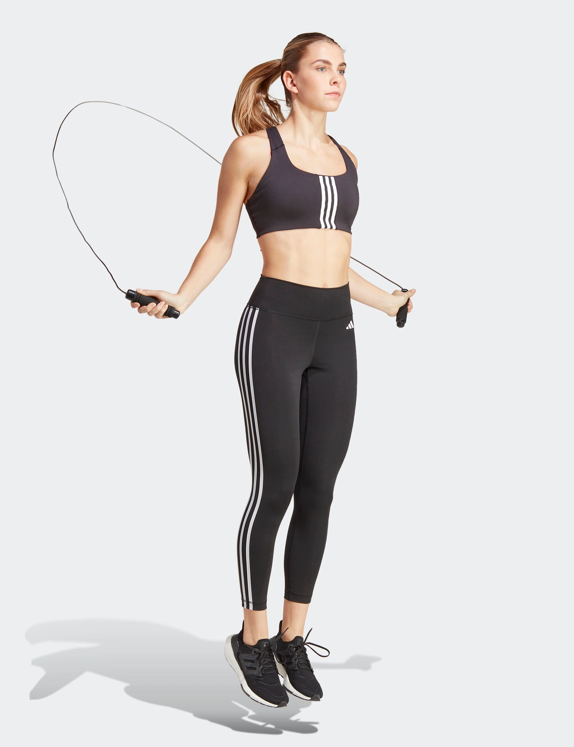 Train Essentials 3-Stripes High Waisted 7/8 Leggings - Black