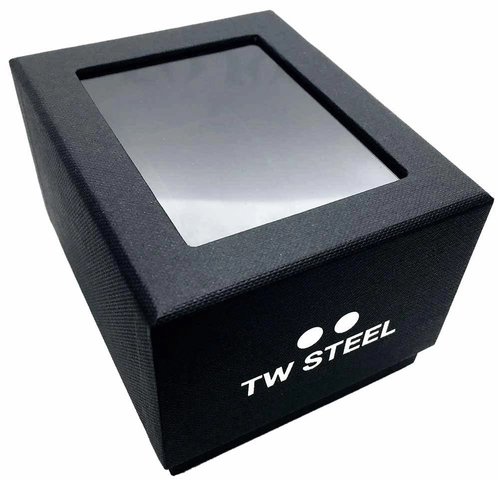 TW Steel Canteen Stainless Steel Black Leather Strap Black Dial Date Quartz Mens Watch CS1